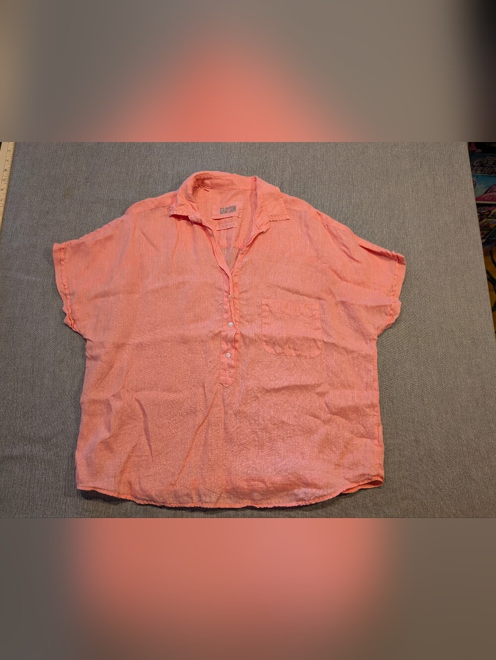 Grayson Frank & Eileen The Artist Shirt Med 03 Oversized Linen Pullover Salmon
